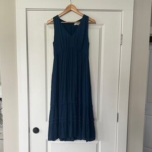 LOFT Navy Midi Dress
